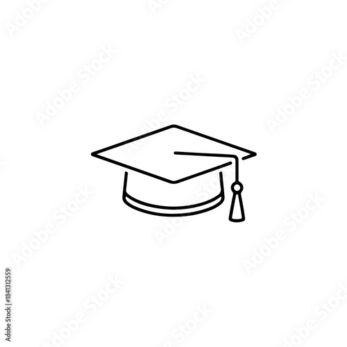 Graduation cap icon with tassel isolated on white background, symbol of academic achievement and commencement. isolated on transparent background