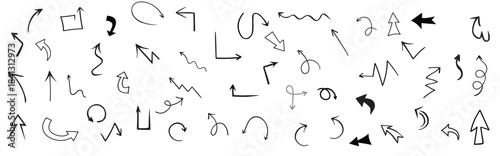 hand drawn arrows set illustration isolated on white