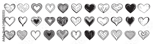 hand drawn heart hearts love valentines day doodle scribble
