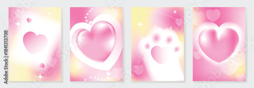 Romantic pink heart vector background illustration with soft pastel glow, sparkles and dreamy clouds. Elegant lovely design for greeting cards, valentines, invitations and wallpaper.