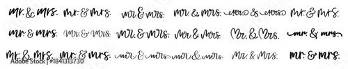 hand lettering mr and mrs wedding bride groom couple love 