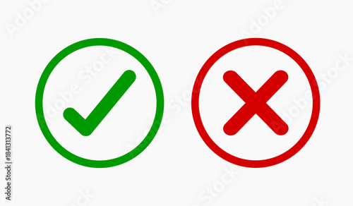 cross and check mark sign, a grunge x, check mark and cross mark isolated, Check mark and cross icon