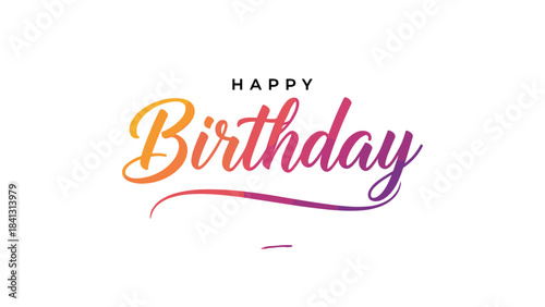Colorful Happy Birthday Text Design with Stars and Brush Stroke