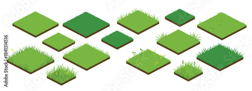  isometric grass tiles collection for game design