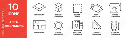 Area Dimensions Vector Icon Set