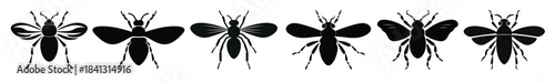 flying insect clipart black silhouette set 