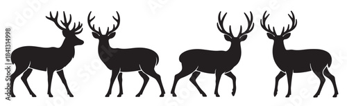 four black silhouette deer stag buck antler animal wildlife