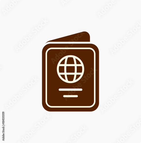 passport book icon, cover identification id, Passport icon with earth globe