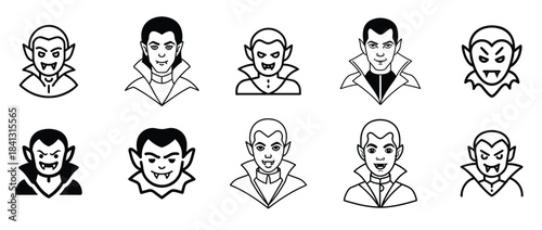 Vampire Icon Set: Spooky Vampire Faces for Halloween Designs