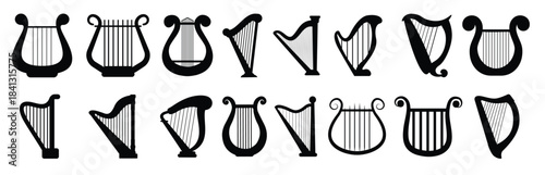 harp icon vector set music illustration sign collection