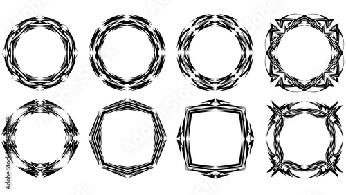 Collection of Decorative and Ornamental Tribal-Style Frames and Borders