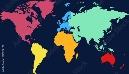 World map. Color modern vector map. Silhouette map