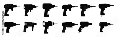 Electric drill vector silhouette