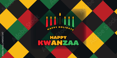 Vector illustration of Kwanzaa. Holiday african symbols with lettering on white background.
