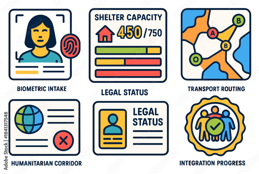 Fototapeta premium Infographic on humanitarian operations and shelter management