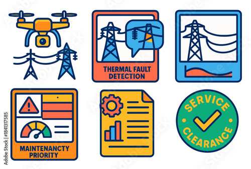 Electric power maintenance icons for thermal fault detection and service clearance
