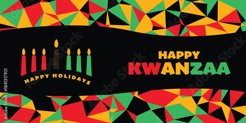 Vector illustration of Kwanzaa. Holiday african symbols with lettering on white background.
