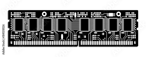 Black and white Computer memory RAM module without background