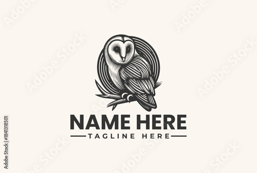 Barn Owl Logo Vector Illustration - A Wise and Elegant Bird Emblem