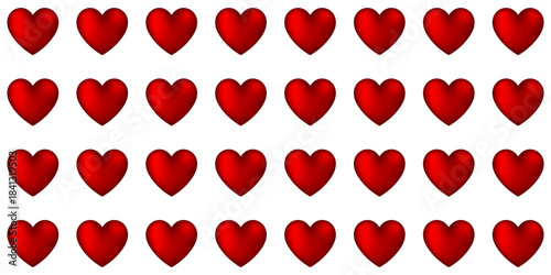 Valentines day love symbol, 3d hearts rotation. Realistic romantic emoji, red heart icon front and spin angle view. Wedding decor vector set. Object spin animation for gaming isolated on white