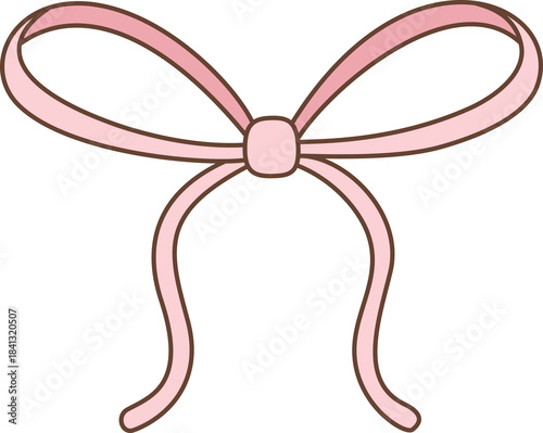 Cute Pastel Pink Ribbon Bow Illustration for Gift Wrapping and Decoration