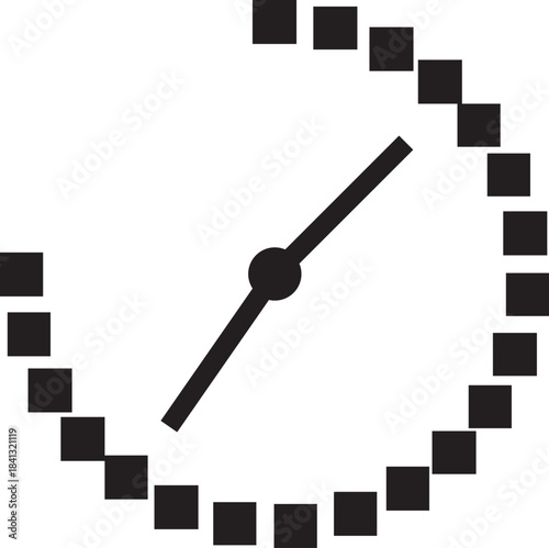 Loading and processing time clock for app ui and website interface, pixelated vector icon