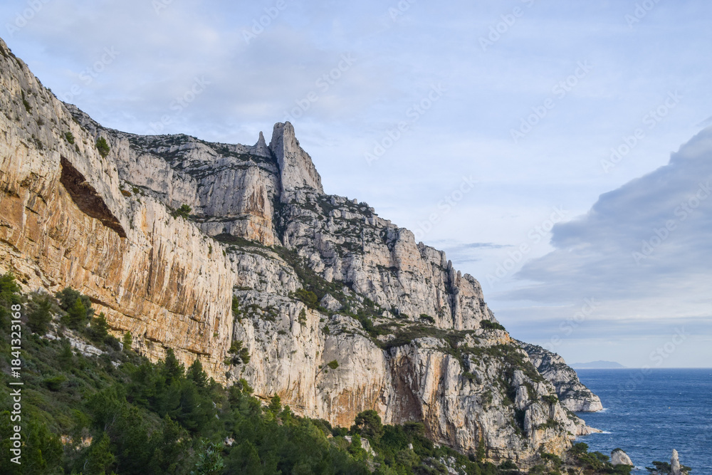 Naklejka premium Rock formations in Calanques National Park next to Marseille, South of France.