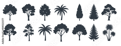 complete tree silhouette pack architectural line art