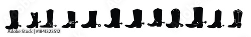 Adobe Illustratocowboy boot icon set cowboy illustration sign collection