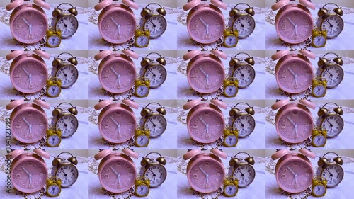 Family of Alarm clock running backwards , Turn back time for the family.	
