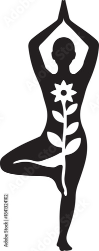 Yoga Pose with Floral Spine