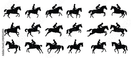 eventing horse silhouette clipart bundle