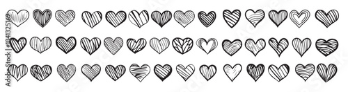 hand drawn heart hearts love valentines day doodle scribble 