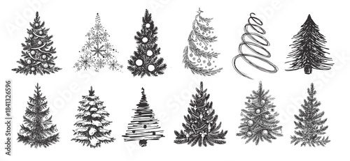  christmas tree hand drawn illustration