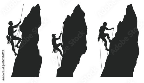 climber silhouettes vector bundle mountain climbing