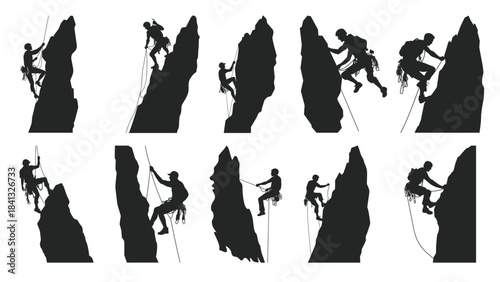  climber vector silhouette clipart bundle mountain climbing
