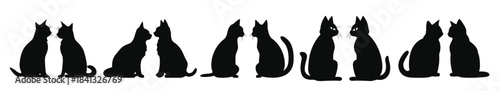couple cats silhouette vector art set black cats 