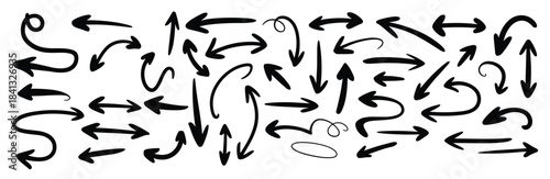 collection of black hand drawn arrow shapes pointing