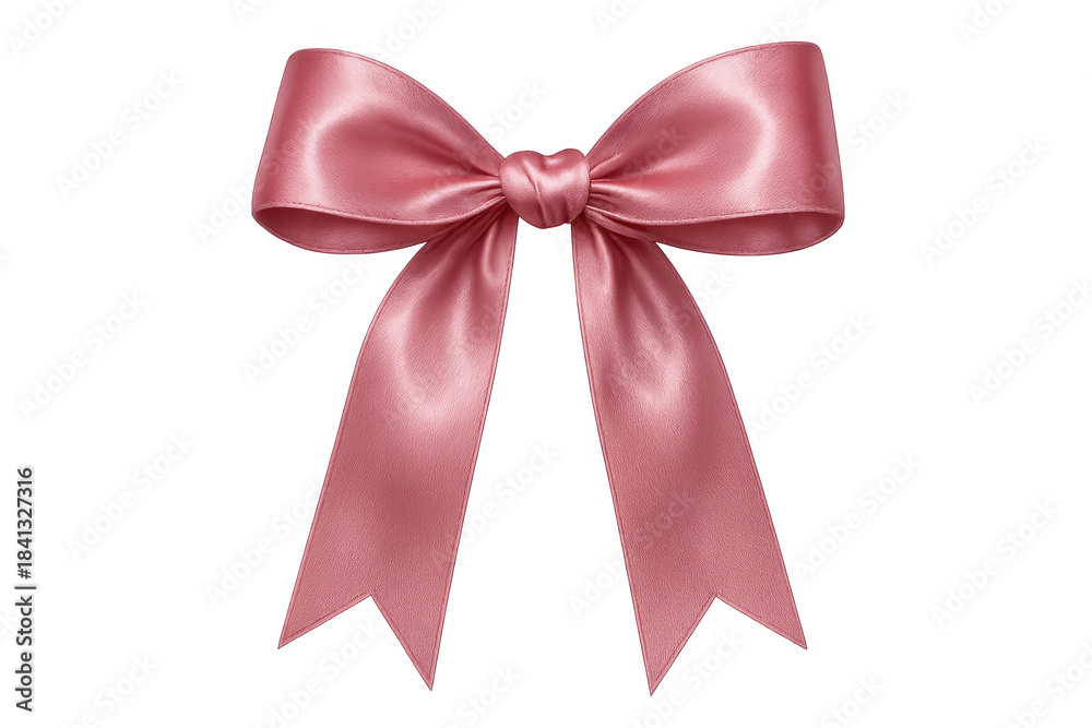 Fototapeta premium Pink satin ribbon bow representing gifting, celebration, and romantic surprise, isolated on transparent background