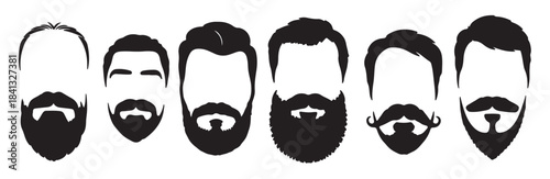 collection of black silhouette men hairstyles mustaches