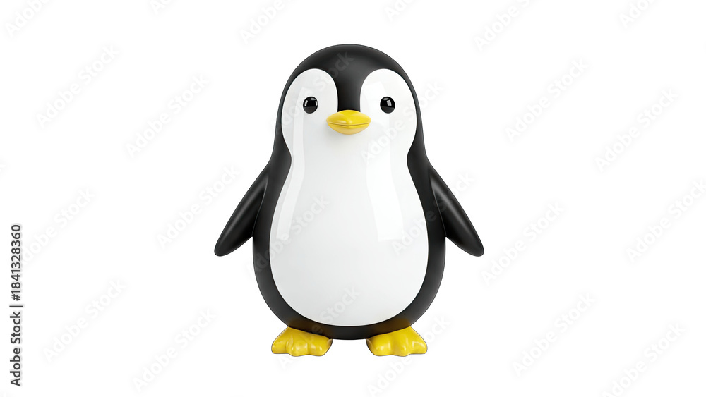 Fototapeta premium Cute Penguin Standing on White Background