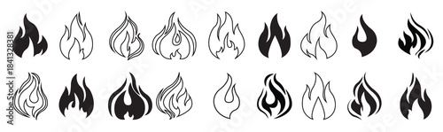 fire icon vector set flame illustration sign collection