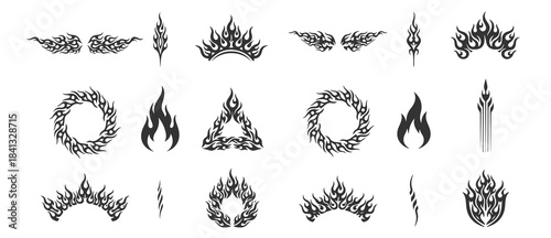 Set of Decorative Flame Silhouettes, Car Sticker and Hot Rod Decal Kit.