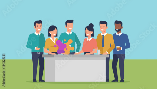 Happy diverse business team collaborating on a creative project or enjoying a casual event