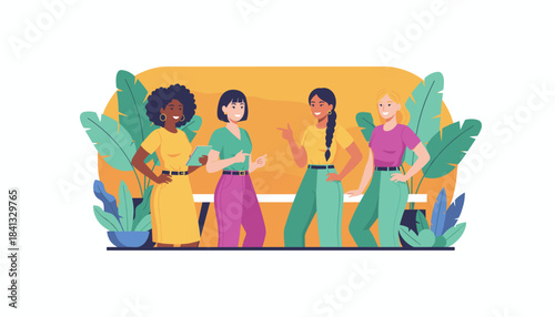 Diverse female team discussing business strategy in a modern collaborative environment Teamwork concept