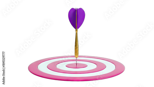 Dart hitting the bullseye on a target, achieving success.