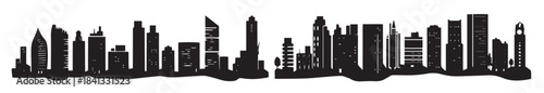  city skylines silhouette cityscape set black isolated