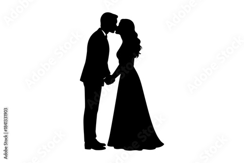 silhouette of a couple and they are kissing