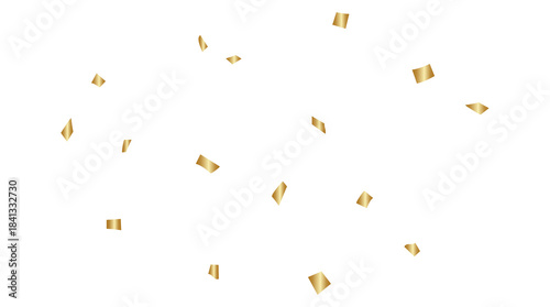 Minimal Gold Confetti Flakes Falling isolated on white background