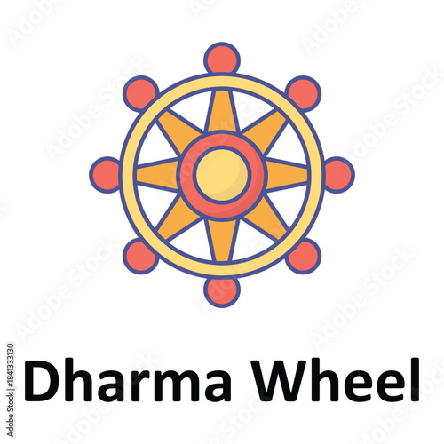 Dharma Wheel Vector icon which can easily modify or edit